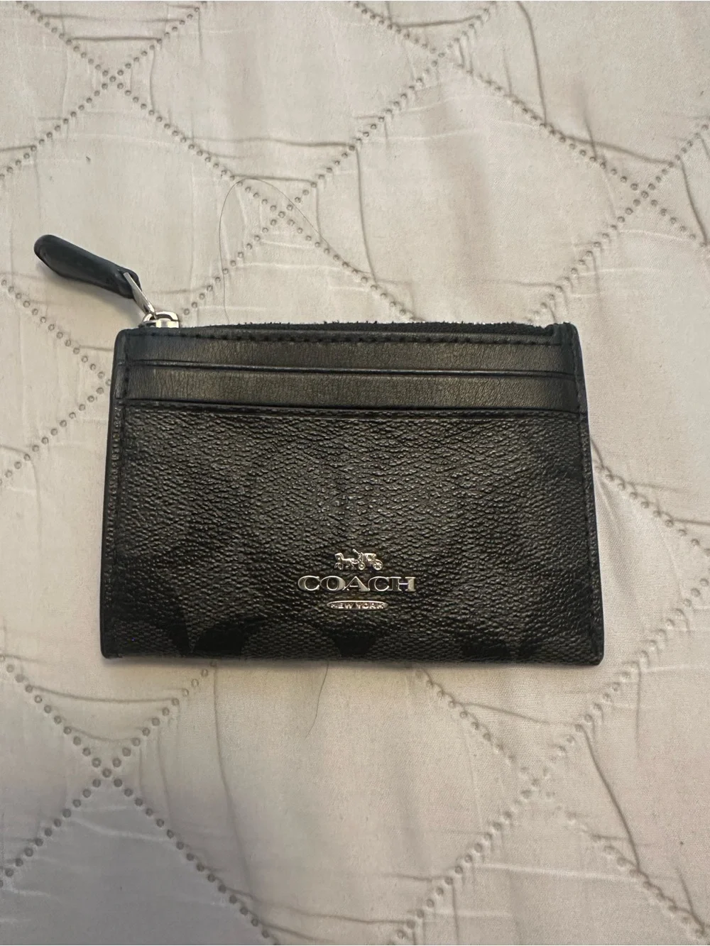 Coach Black Leather Card & Key Holder with ID Window